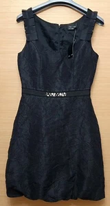 MAX & CLEO Ladies Sleeveles Black Crinkle Puffball Dress UK 12 US 8 Poly Nylon - Picture 1 of 7