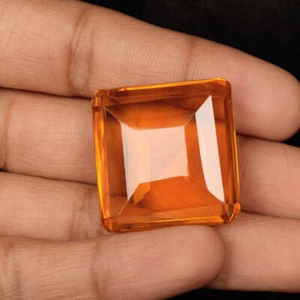 Lab Created Brazilian Yellow Citrine 130.15Ct Square Shape Loose Gemstone, CC-21 - Picture 1 of 5