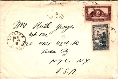 ALGERIA 1950'S POSTAL AIRMAIL COVER MULT FRANKING ADDR USA CANC ALGER - Image 1 of 2