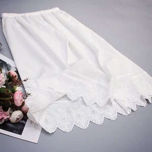 Ladies Underskirt White Cotton Lace Embroidered Half Slip Petticoat Waist Slip - Picture 1 of 10