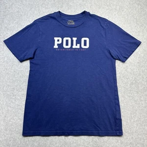 Polo Ralph Lauren Shirt Youth Large Blue Flag Graphic Spellout Short Sleeve Tee - Picture 1 of 13