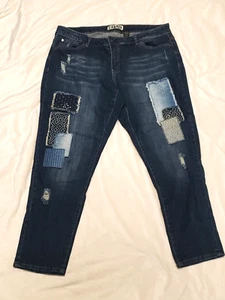 Zanadi Womens Jeans 16W 28" Inseam Stretch Distressed Patchwork Frayed - Picture 1 of 13