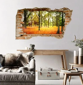 3D Sun woods 730 Wall Murals Stickers Decal breakthrough AJ WALLPAPER AU Lemon - Picture 1 of 6