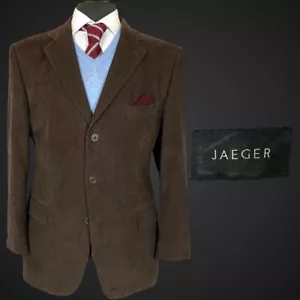 Jaeger Jacket Blazer 44R Fit 42” Cord Corduroy Cotton Cashmere Brown 3 Button - Picture 1 of 13