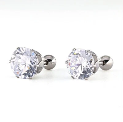 Paio Di Orecchini A Perno In Cristallo Trasparente Lucido Rotondi UK - Immagine 1 di 3
