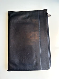 Leather laptop case, black, fits 14" x 10" laptop, nonpadded - Picture 1 of 3