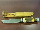 Hubertus Stag Knife Solingen Germany W/ Leather Sheath