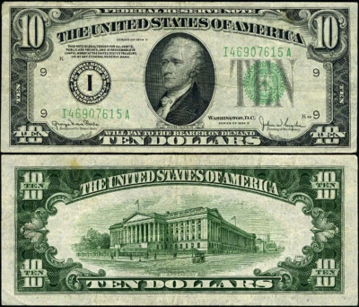 FR. 2009 I $10 1934-D Federal Reserve Note Minneapolis I-A Block XF - Image 1 of 3