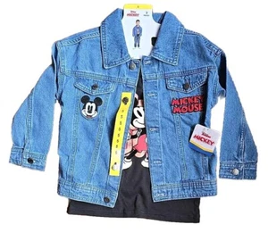 DISNEY ~ MICKEY MOUSE ~ Two (2) Piece Set ~ Denim Jacket ~ Black Tee ~ Size 5 - Picture 1 of 10