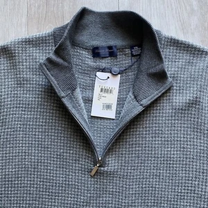 Prada Linea Rossa Patrick Assaraf Merino Wool Blend 1/4 Zip Sweater Gray Men XXL - Picture 1 of 9