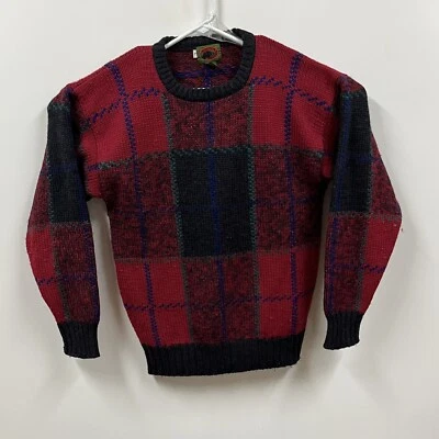 Vintage Boston Traders Sweater Mens Large Red Blue Pure Wool Pullover Striped  - Image 1 of 4
