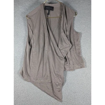 Cárdigan sin mangas BCBGMaxAzria Wrap para mujer talla L tostado Foto 1 de 4