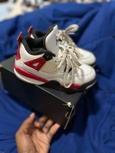 Size 10 (c)- Jordan 4 Retro Low Red Cement - Picture 1 of 3