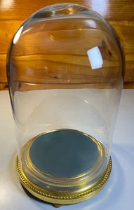 Antique Victorian Glass Display Dome Glass Cloche Jar Micro Adjustable Feet Gold - Picture 1 of 22