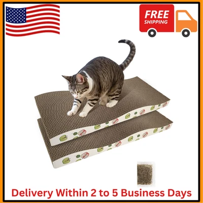 2-Pack Cat Scratching Board, Corrugate Cat Scratcher for Indoor Cats with Catnip - Image 1 of 4