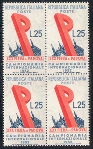 PRC_4_128. REPÚBLICA. Bloque de sello 1952 "32ª FIERA DI PADUA". Sas 693. MNH - Imagen 1 de 1