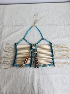 Antique Native American Tribal Bone Beaded Breastplate Chest Plate W Catgut - Picture 1 of 13