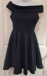 Womens BOOHOO~Blue SKATER DRESS~size 6~NEW Mini Cocktail~Short OFF SHOULDER - Picture 1 of 8