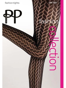 Pretty Polly Leaf Net Crocheted Knit Patterned Fashion Tights - Picture 1 of 3