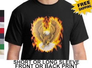 Patriotic American Bald Eagle On Fire United States Freedom Men's T Shirt - Picture 1 of 11
