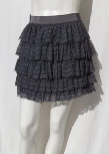 Mini jupe tutu grise à enfiler en dentelle à volants taille 0 XS à 110 $ J CREW - Photo 1/5