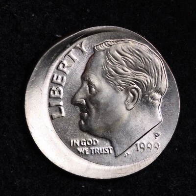 1999 Roosevelt Dime OFF CENTER O/C ERROR GEM BU RARE B650 UY - Image 1 of 2