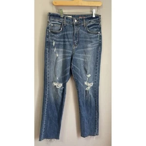 Anthropologie Pilcro Women 29 The Vintage Straight Jeans High Rise Frayed Hem - Picture 1 of 23