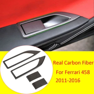 Real Carbon Fiber Door Window Lift Switch Button Cover For Ferrari 458 2011-2016 - Picture 1 of 10
