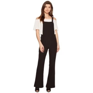 NWT!! ROMEO & JULIET Solid Black Woven Jumpsuit Overalls Stretch Medium - Picture 1 of 17