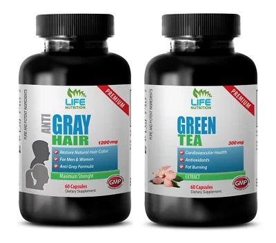 energy boost pills men - GRAY HAIR - GREEN TEA COMBO 2B - nettle leaf pills - Image 1 of 4
