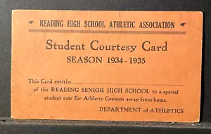 Vintage 1934-35 Lesen Pennsylvania High School Leichtathletik Student Höflichkeitskarte - Bild 1 von 1