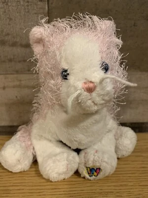 HM189 PINK AND WHITE CAT GANZ Webkins Plush Stuffed Animal ~ no code - Image 1 of 4