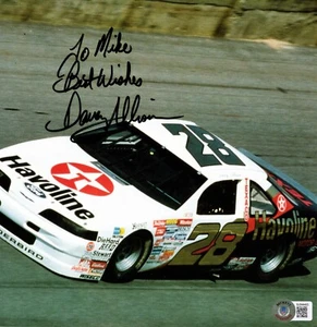 Davey Allison Signed 8x8 inch Magazine Photo TO MIKE - Died 1993 + BECKETT BAS - Picture 1 of 3