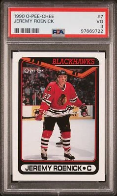 1990 O-PEE-CHEE #7 JEREMY ROENICK ROOKIE RC PSA 3 - Image 1 of 2