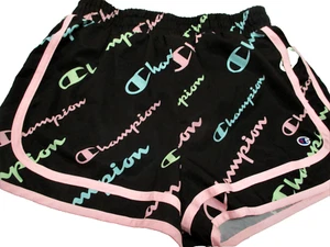 Champion Athletic Shorts Girls Sz. XL Logo Print Black Lined Polyester & Spandex - Picture 1 of 4