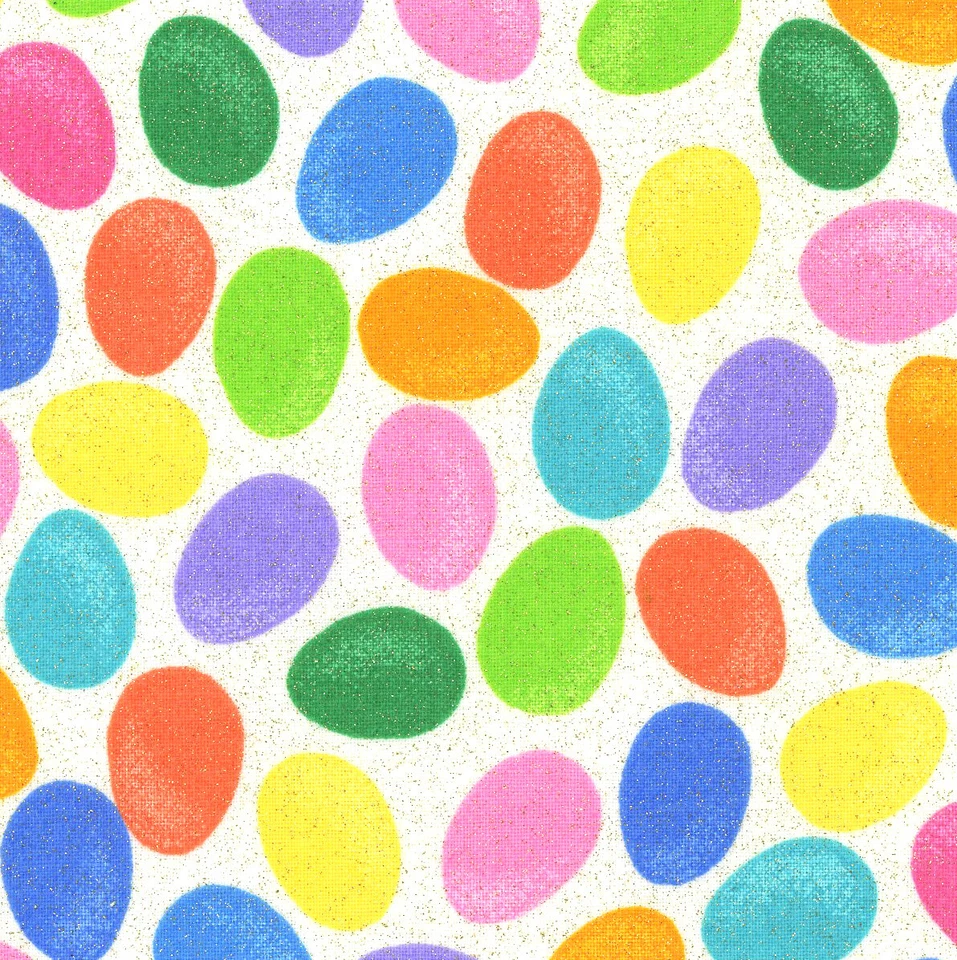 Brillo Pequeños Huevos de Pascua 20 4" Tela Cuadrados Acolchado Algodón Brillos en Blanco Foto 1 de 1