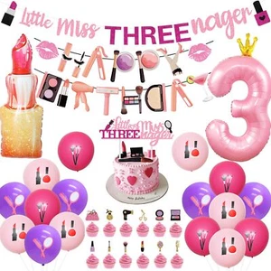 Sursurprise Little Miss Threenager Birthday Decorations Makeup Party Supplies... - Picture 1 of 6
