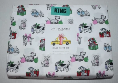 Juego de sábanas tamaño king con patrón de perro de Navidad Cynthia Rowley Foto 1 de 2