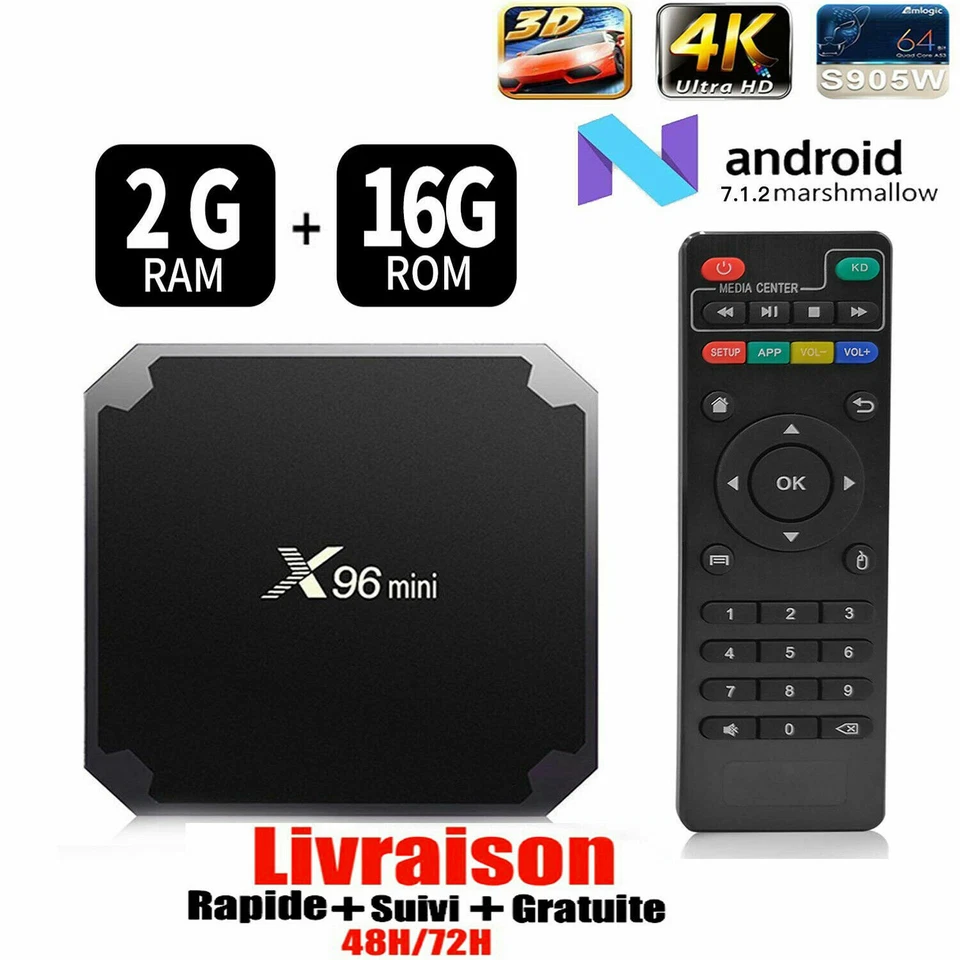 X96mini Smart Android 7.1 TV Box S905W Quad Core H.265 2GB/16GB WiFi Media C3 - Bild 1 von 4
