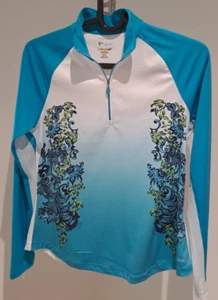 Golf Damen Langarmshirt SPF50+, Gr. M, Greg Norman, türkis/weiss - Bild 1 von 3