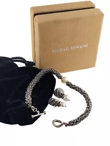 Sterling MICHAEL DAWKINS Set Bracciale & Orecchini Perle 14k & Design Granulazione - Foto 1 di 8