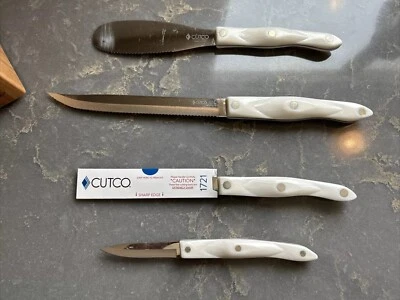 Juego de 4 cuchillos CUTCO mango blanco perla EE. UU. 1720, 1721, 1729, 1768 Foto 1 de 4