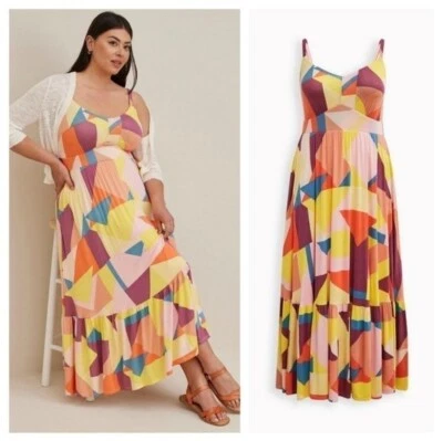 Torrid макси платье оранжевый желтый геометрический без рукавов новый с Ярлыками новый 0 X - Изображение 1 из 2