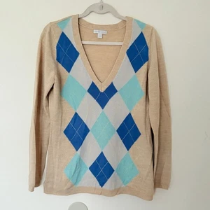 New York & Gr. MCo. Hellbrauner beige Argyle V-Ausschnitt Pullover Relaxed Everyday Layer Gr. M - Bild 1 von 8