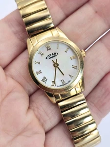 Vintage Rotary LB03441/41 Womens Gold Tone Expandable Mother of Pearl Watch - Picture 1 of 7