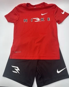 NIKE Short Set Boys Size XS 4 Red Black - Picture 1 of 6
