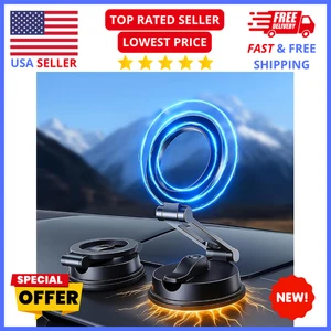 Magnetic Phone Holder Car 360° Adjustable Vacuum Suction Mount iPhone Android - Picture 1 of 9