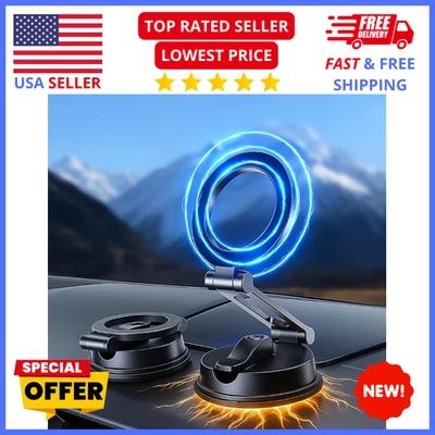 Magnetic Car Phone Mount – 360° Adjustable Vacuum Suction for iPhone/Android - Image 1 of 4