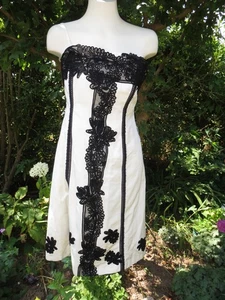 Coast Ivory and black embroidery dress UK 14 - Picture 1 of 2