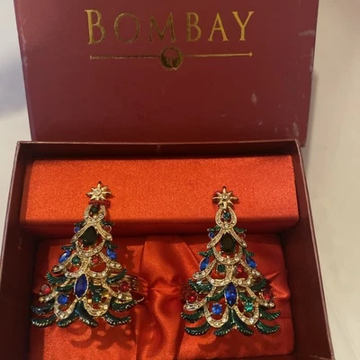 2 servilleteros navideños vintage de oro y joyas de Bombay & Company Foto 1 de 4